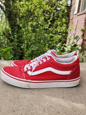 Red Vans Old Skool Canvas Sneakers